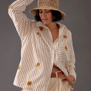 Anthropologie Sunflower Deco Striped Buttondown Plus Size 2x